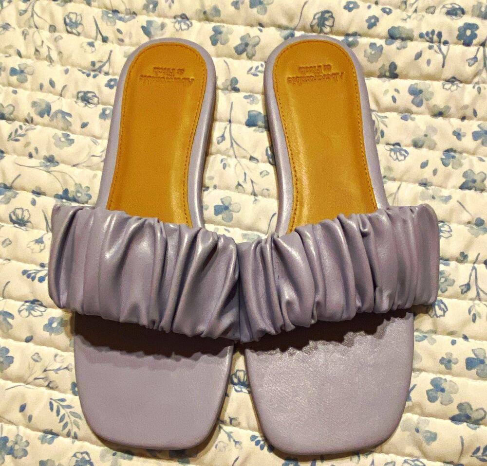 Abercrombie Womens Purple Ruched Slide Sandal Open Toe Slip On Size 7